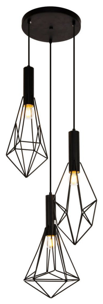 Elegant Lighting LDPD2108 Jago 3 Light 16"W Pendant - Black