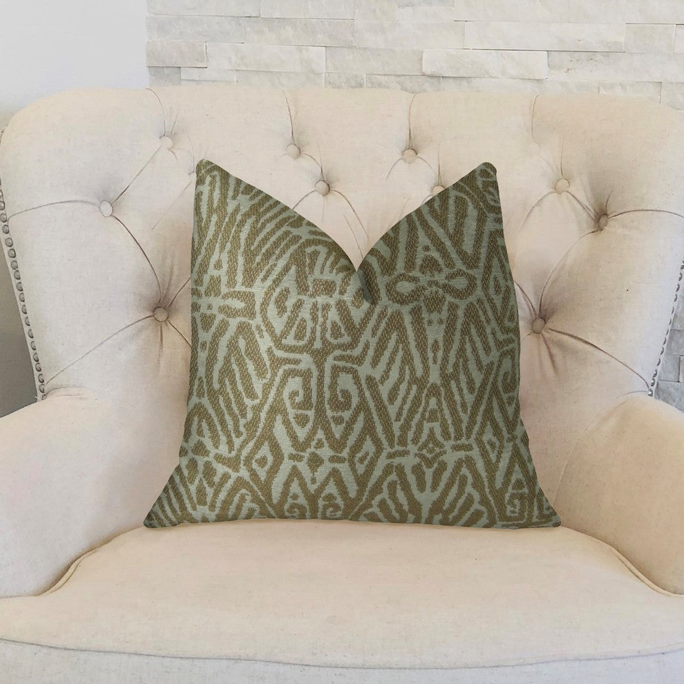Cherokee Light Brown and Cream Handmade Luxury Pillow, 22"x22"