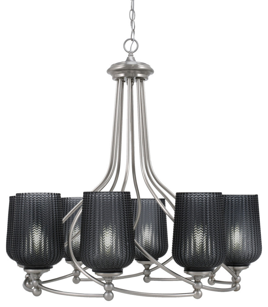 Capri 8-Light Chandelier, Brushed Nickel/Smoke Textured