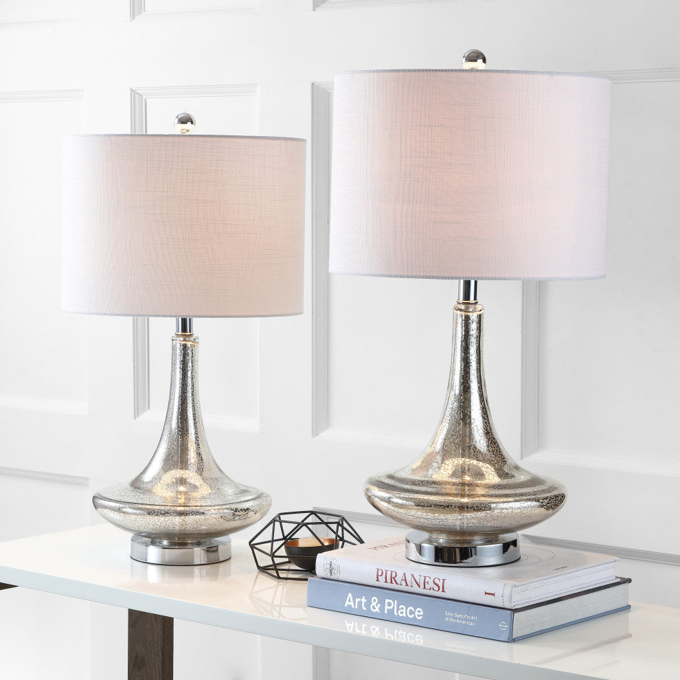 Cecile 25.5" Glass Teardrop Table Lamp, Set of 2