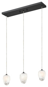 L20'' Black Frame Island Light With White Glass Hanging Pendants