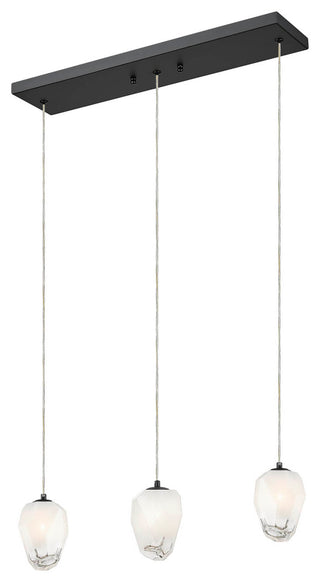 L20'' Black Frame Island Light With White Glass Hanging Pendants