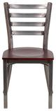 Hercules Series Clear Coated Ladder Back Metal Dining Chair, Clear, Mahogany, 16