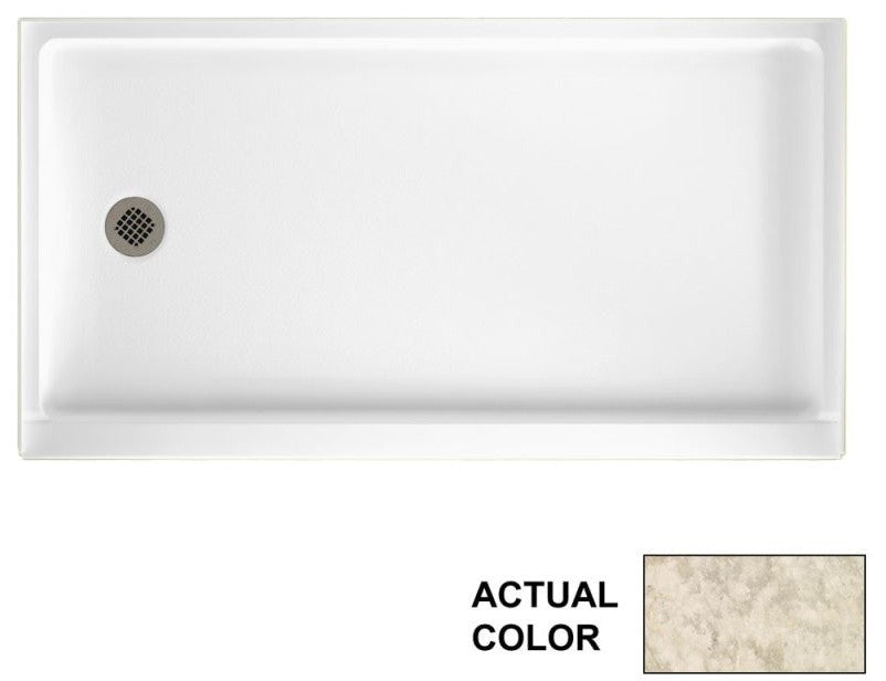Swan 60x32x4 Solid Surface Shower Base, Left Drain, Mounta Haze