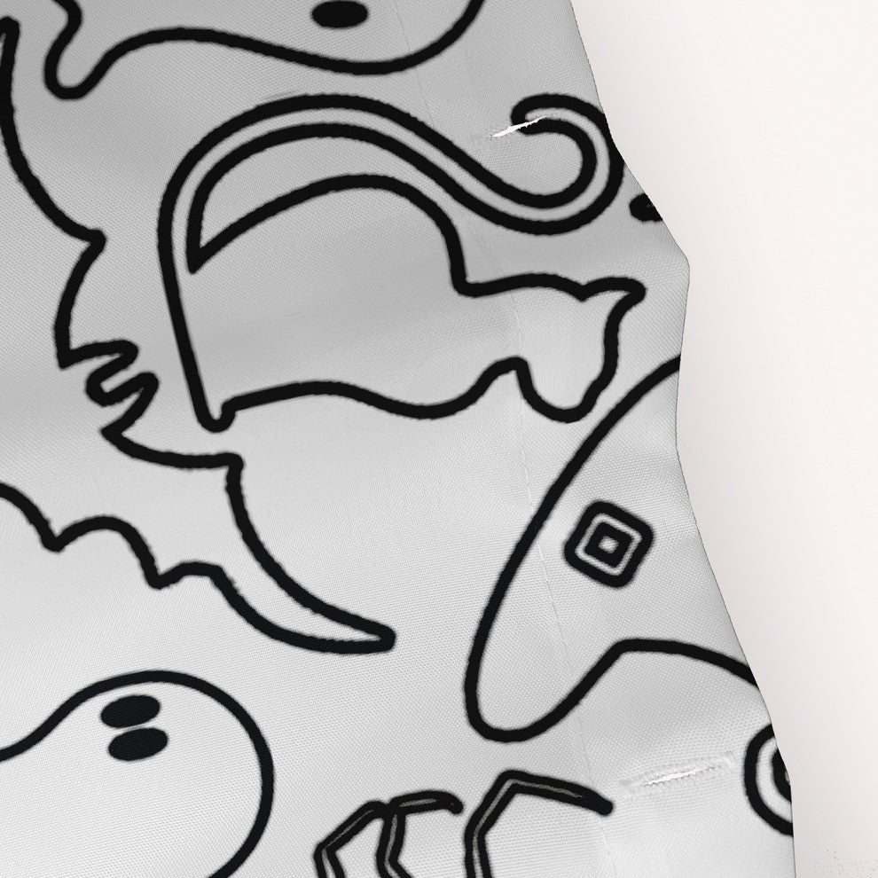 70"Wx73"L Halloween Halloween Outlines Shower Curtain, White