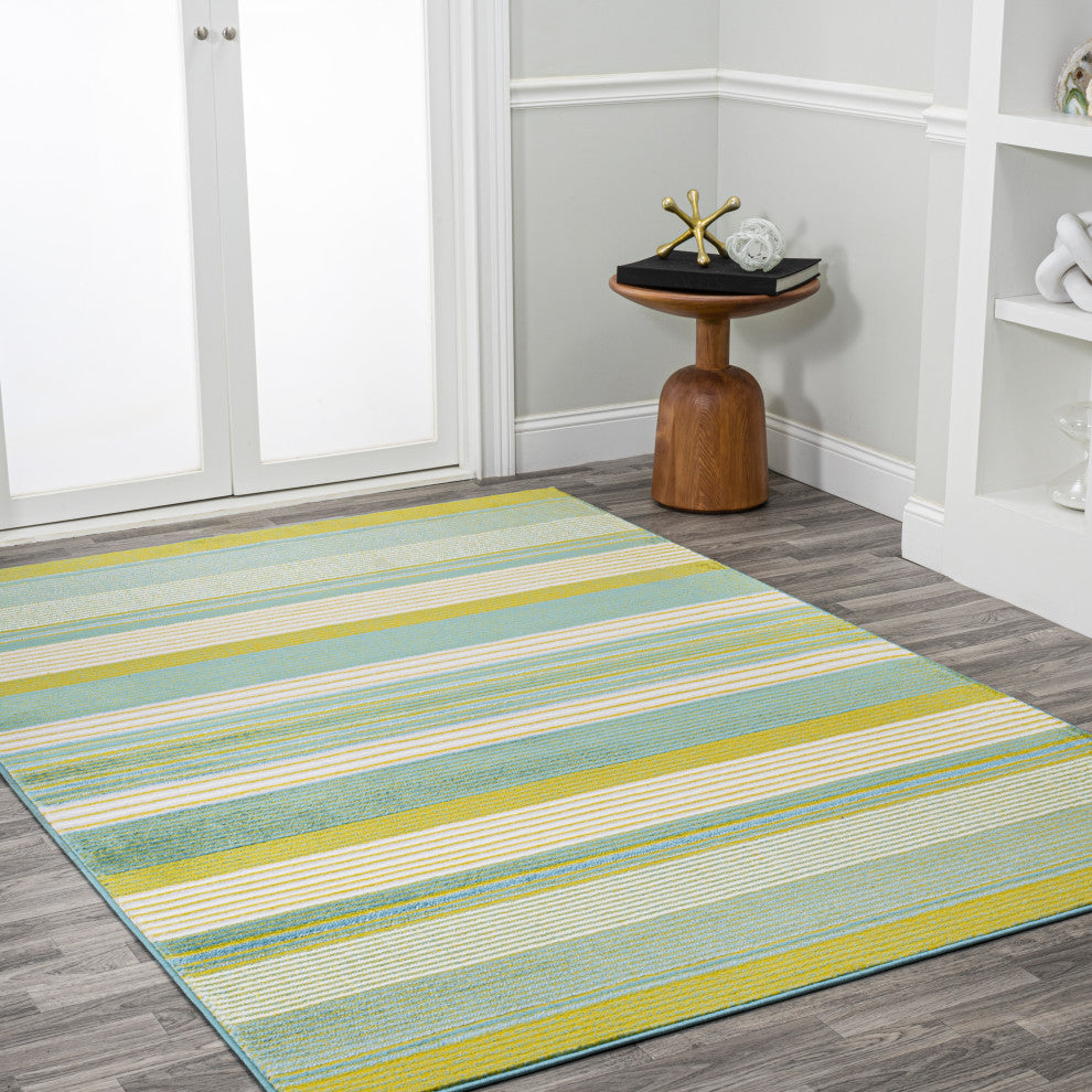 Duxbury Gradient Ticking Striped Green/Blue 8'x10' Area Rug