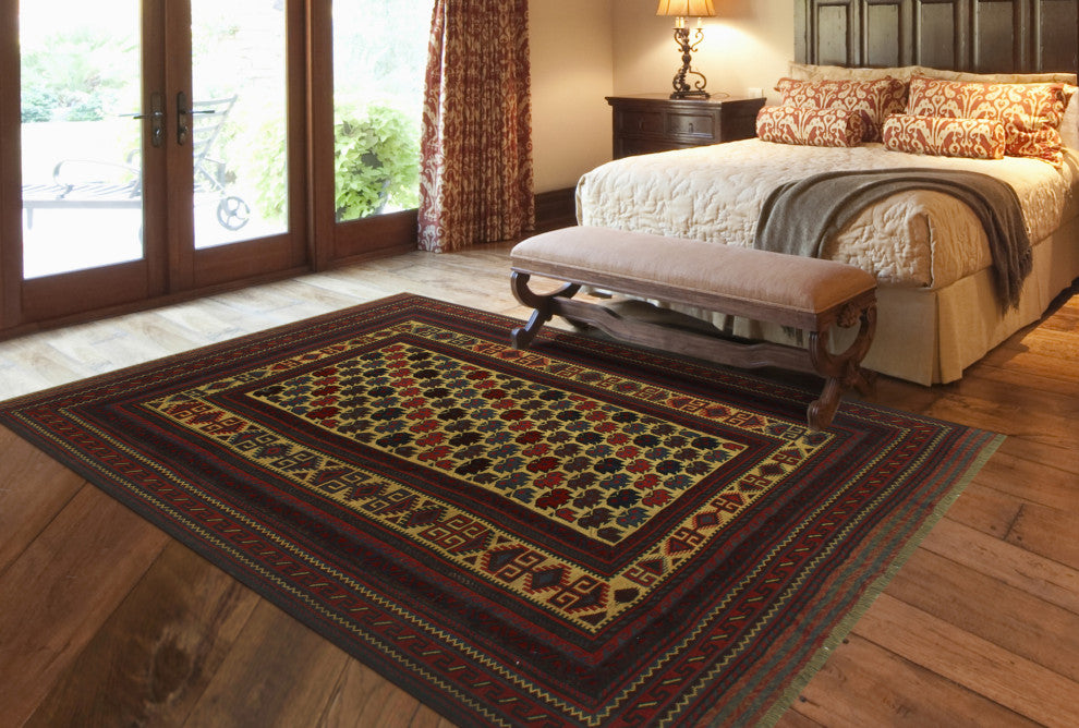 Semi Antique Gulaalai Beige/Rust Rug, 6'5x8'6