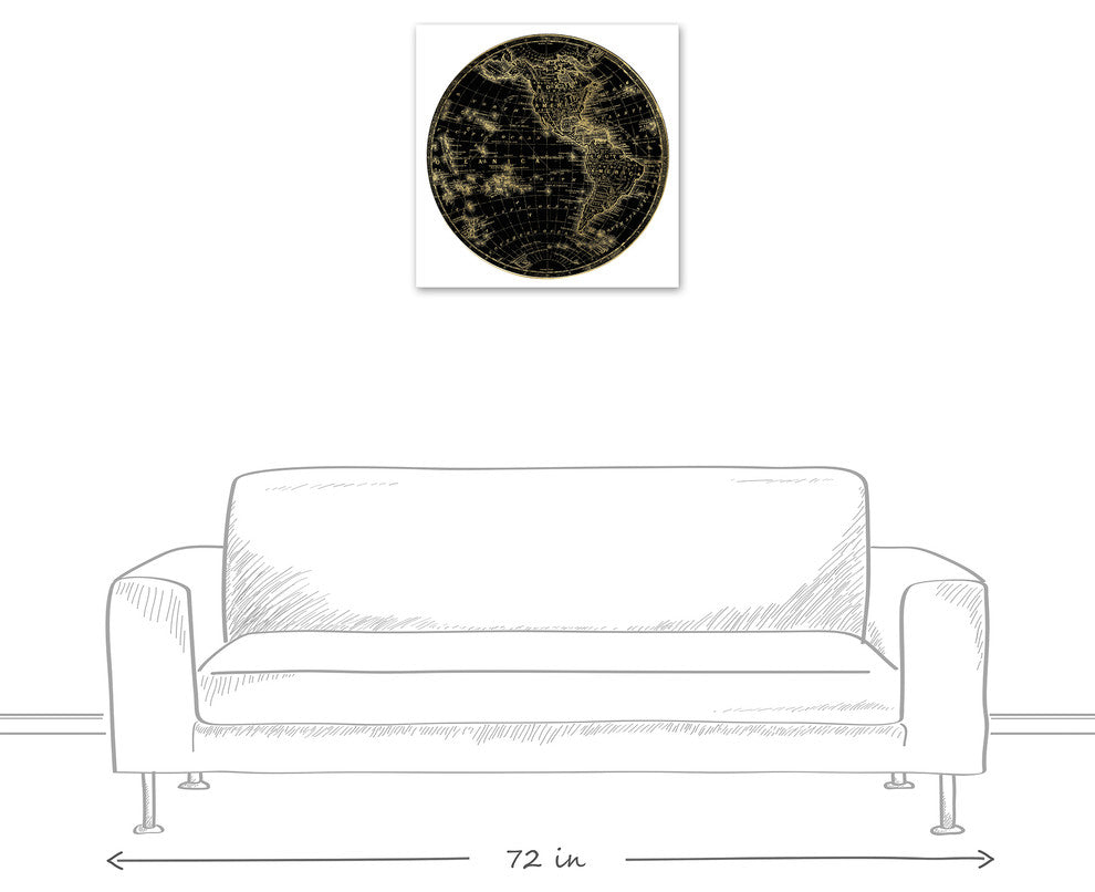 Globe Circle Print 2 24x24 Canvas Wall Art