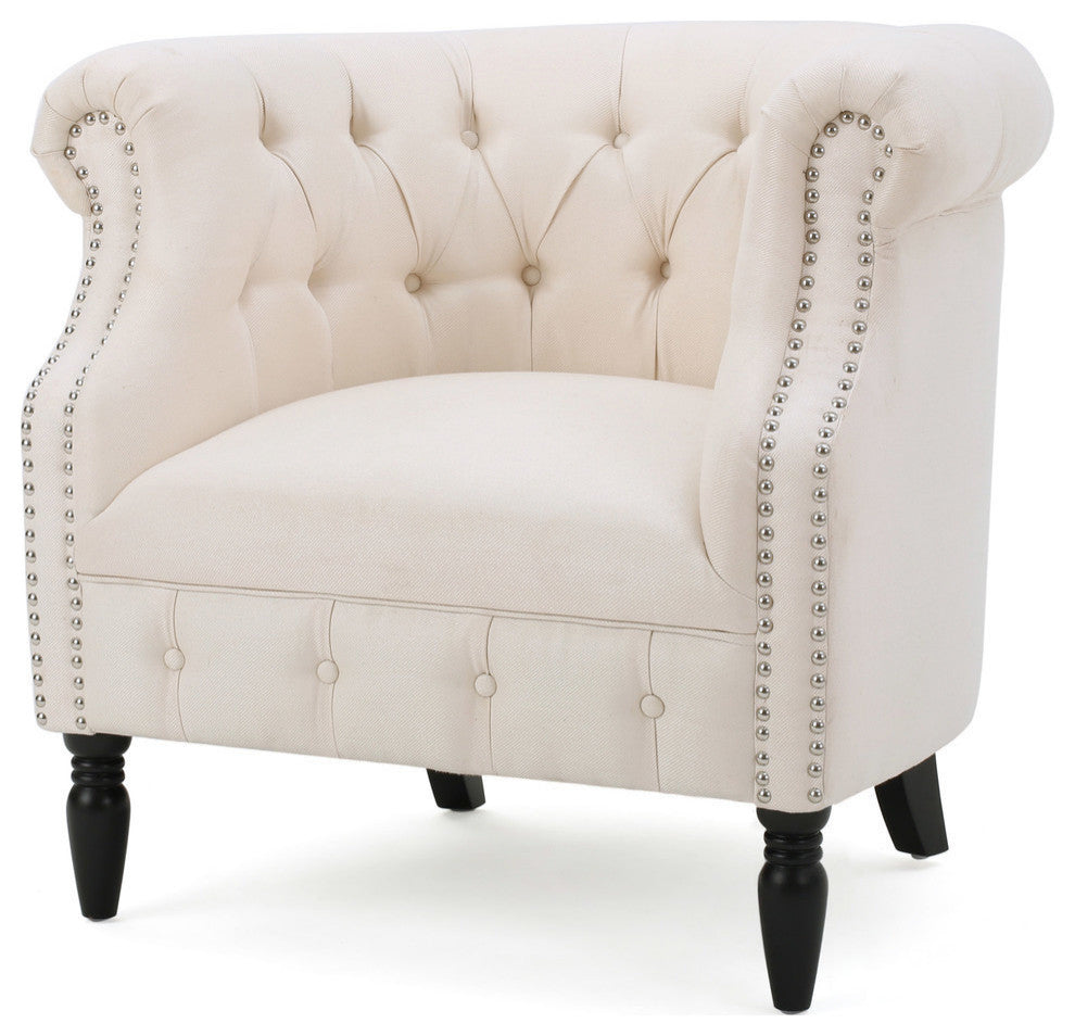 GDF Studio Akula High Back Club Chair, Beige Fabric
