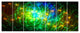 Green Fractal Symphony of Colors, Abstract Wall Art Canvas, 83"x32", 7 Panels