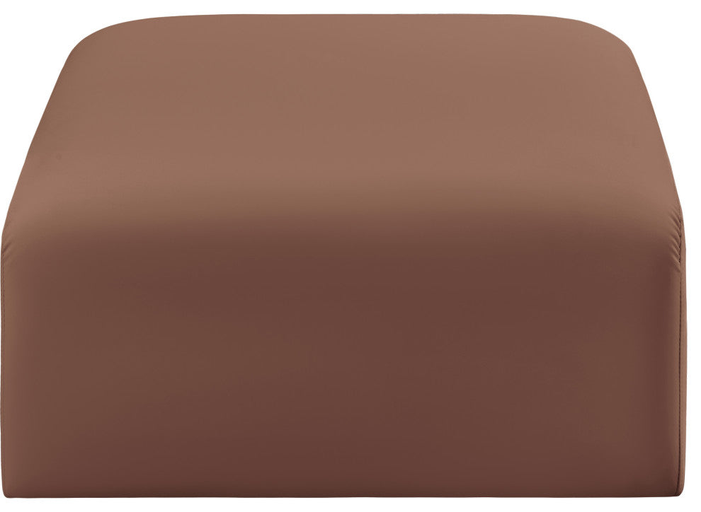 Arc Upholstered Modular Component, Cognac, 1-Piece: Ottoman, Vegan Leather