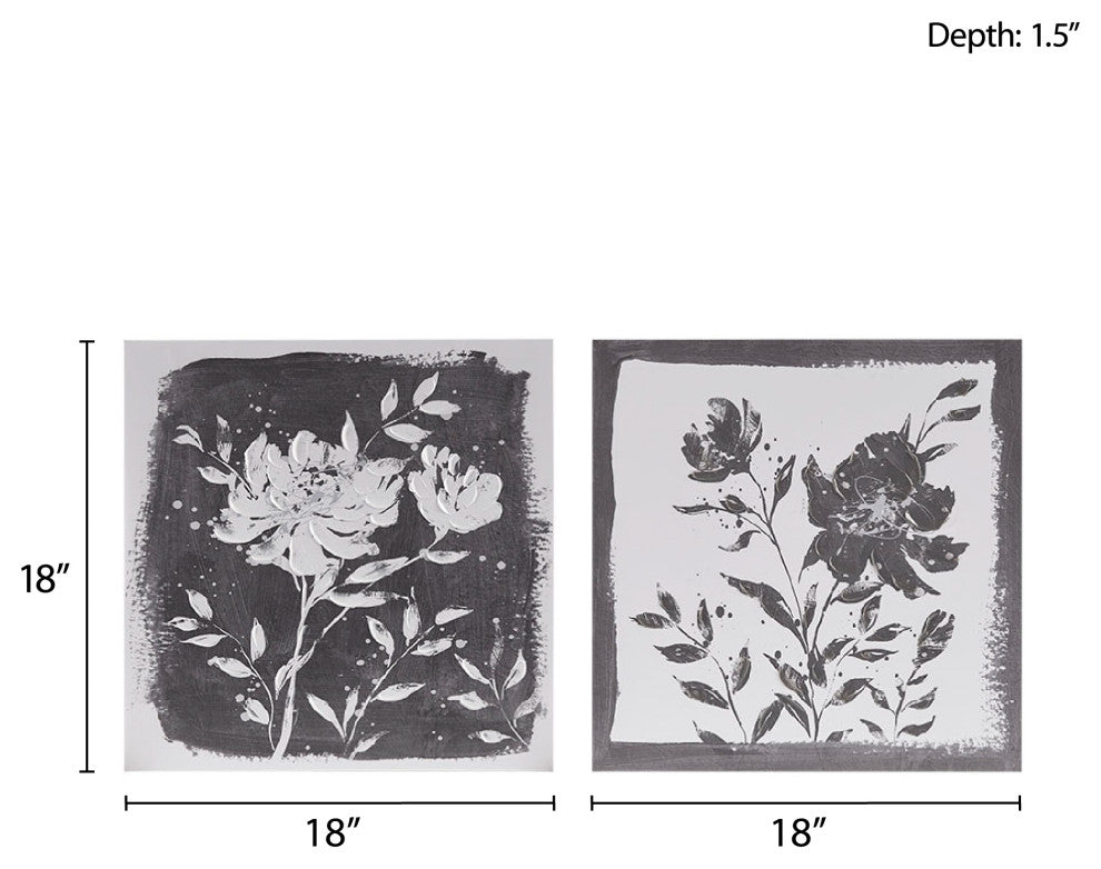 Madison Park Cassia Floral Black and White Canvas Wall Art