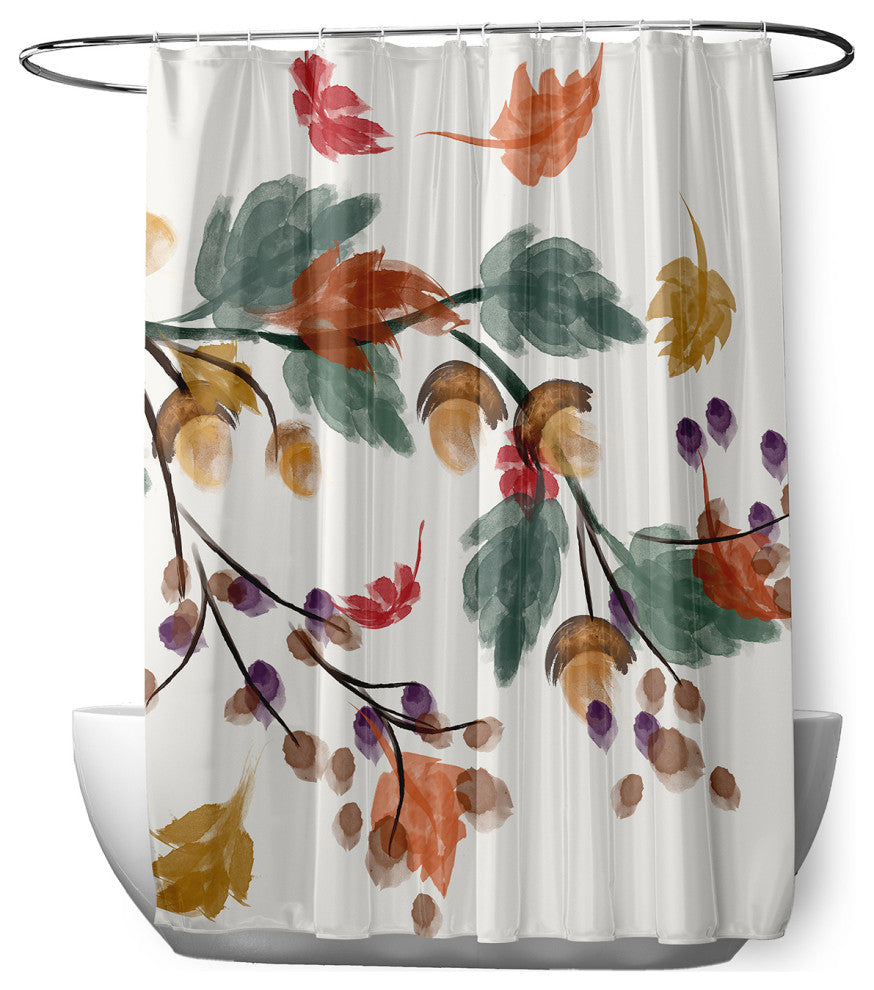 70"Wx73"L Colorful Leaves Shower Curtain, Orange
