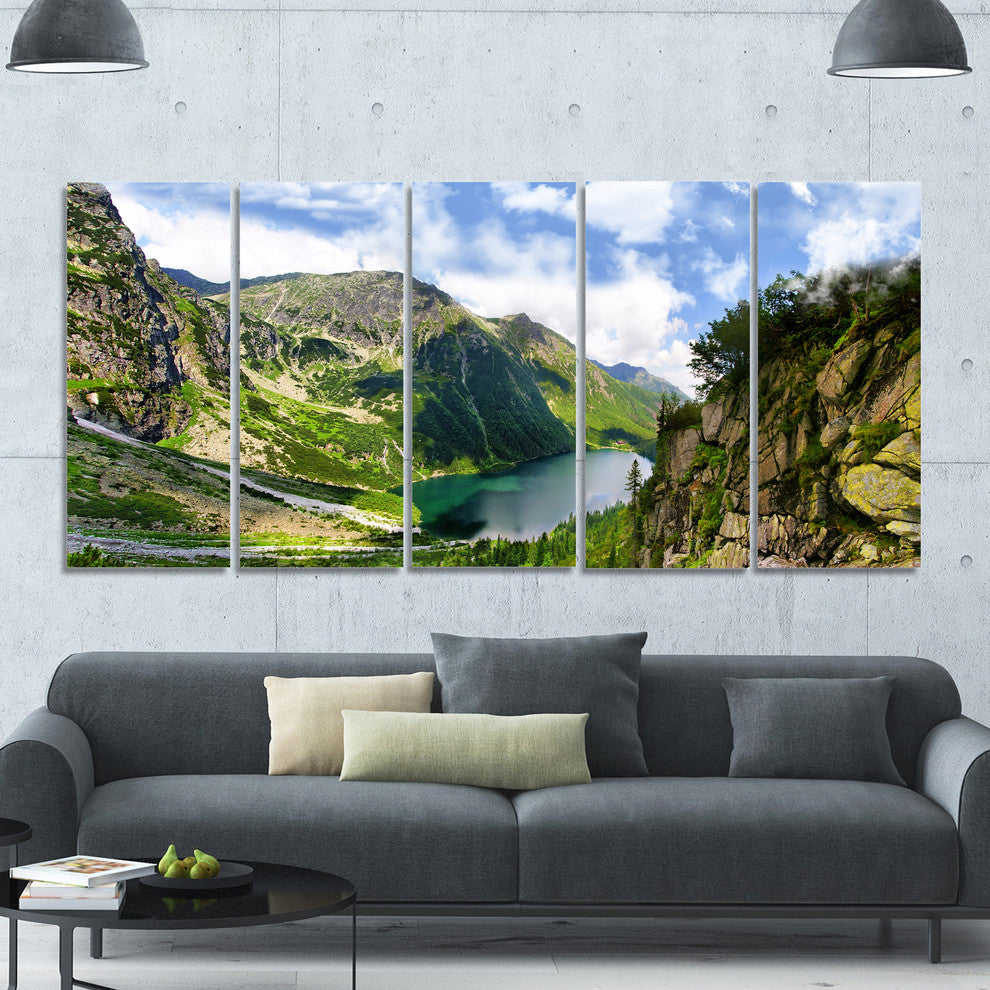 Incredible View of Tatra Mountains, Landscape Canvas Print, 60"x28", 5 Panels