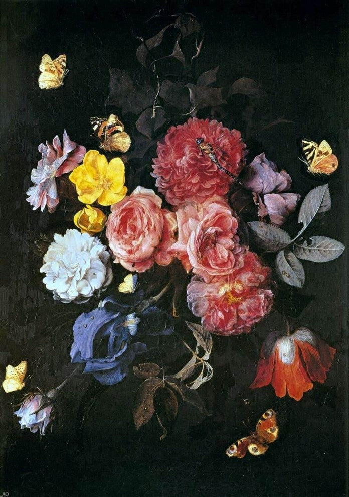 Otto Marseus Van Schrieck Vase of Flowers With Butterflies Wall Decal