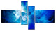 Fractal Blue Smoke, Floral Art Canvas Print, 60"x32", 4 panels