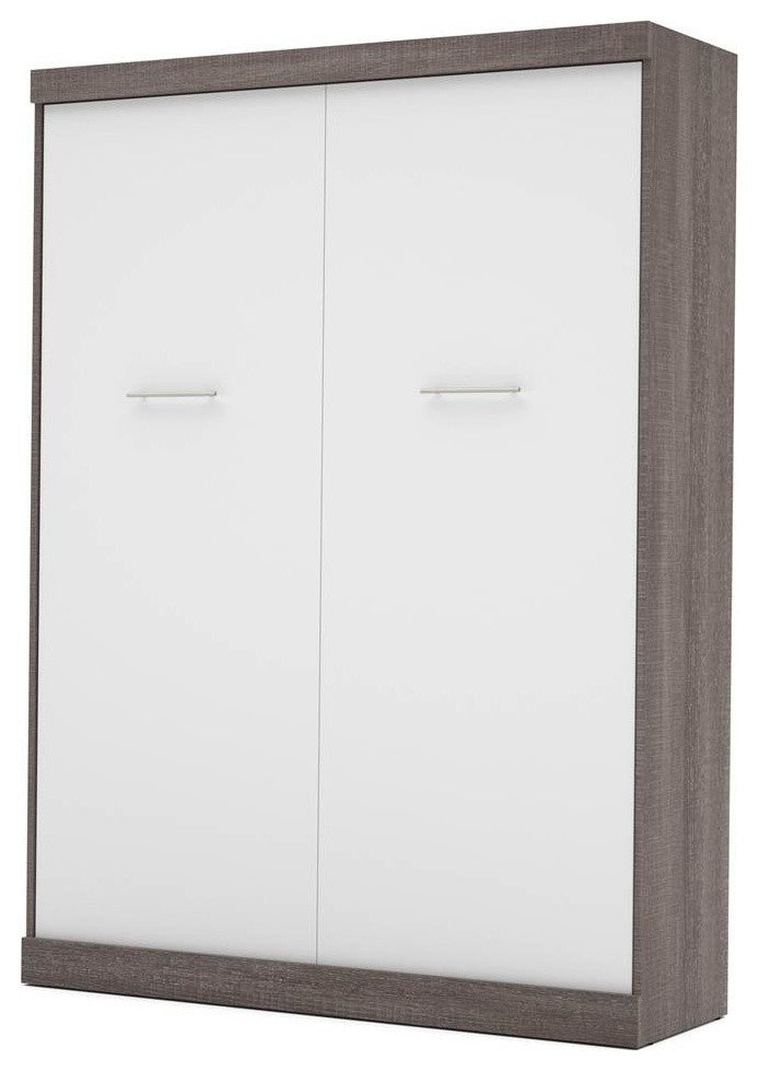 Bestar Nebula By Bestar Queen Wall Bed, Bark Gray And White