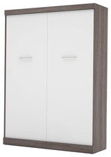 Bestar Nebula By Bestar Queen Wall Bed, Bark Gray And White