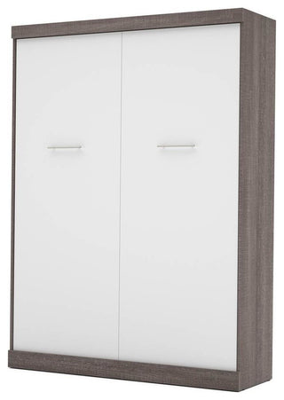 Bestar Nebula By Bestar Queen Wall Bed, Bark Gray And White