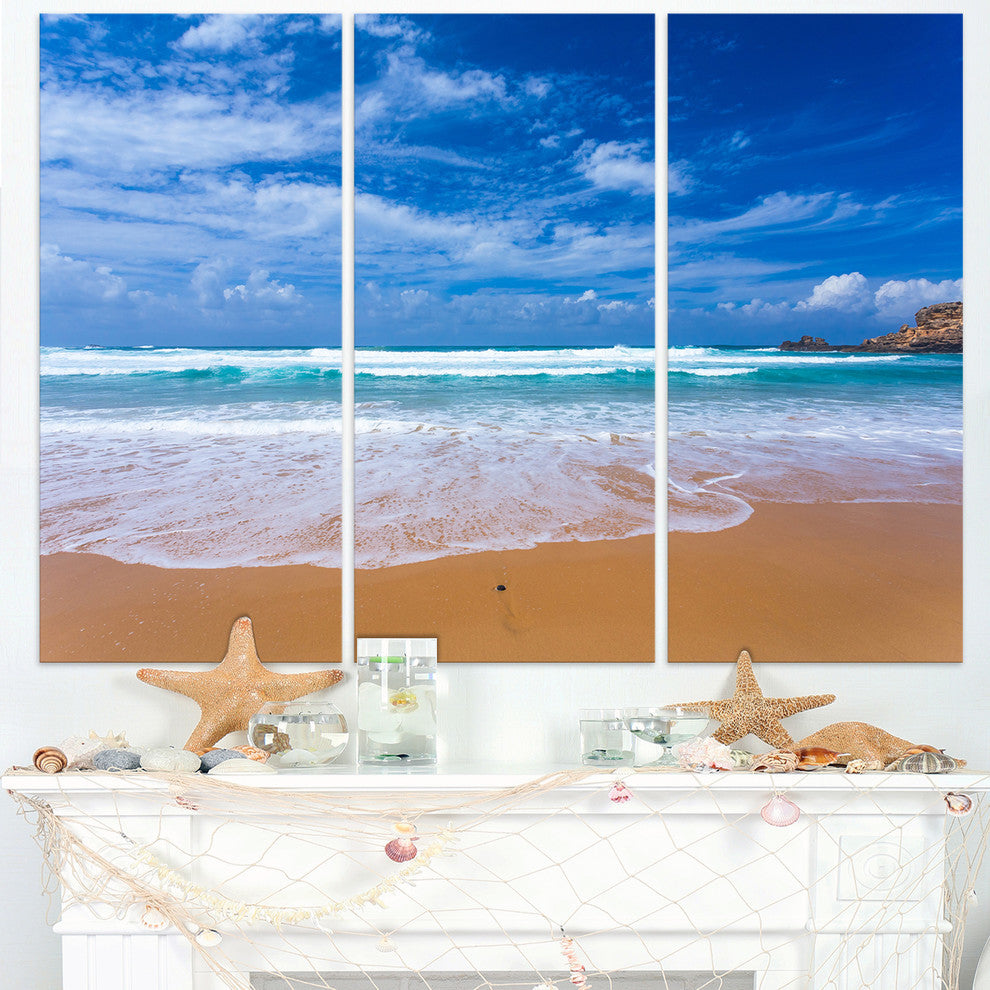 "Serene Atlantic Seashore Portugal" Metal Wall Art, 3 Panels, 36"x28"