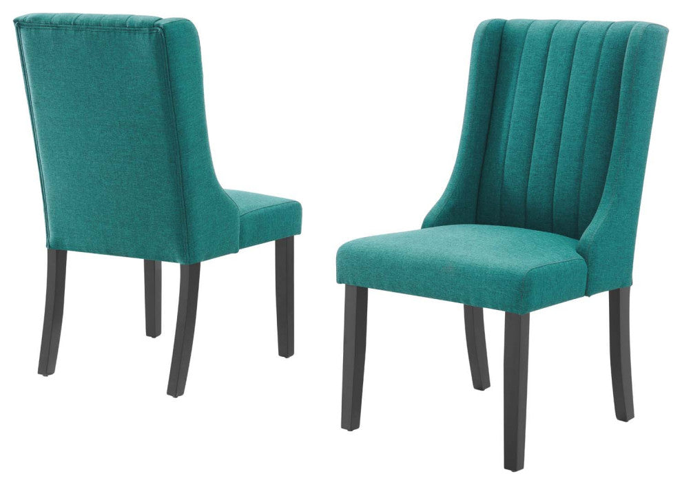 Side Dining Chair, Set of 2, Fabric, Teal Blue, Modern, Cafe Bistro Restaurant