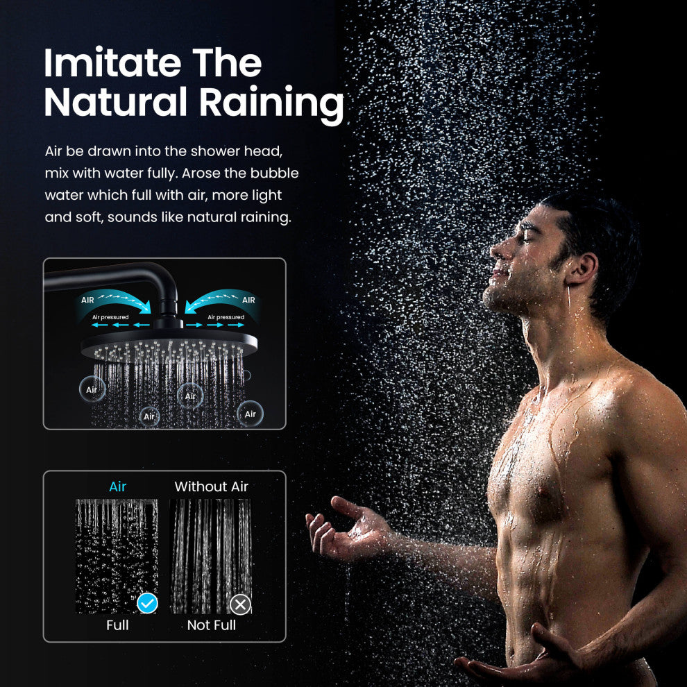 Circular Shower Column With Dual Function Shower Head, Matte Black, Without Rough in Valve