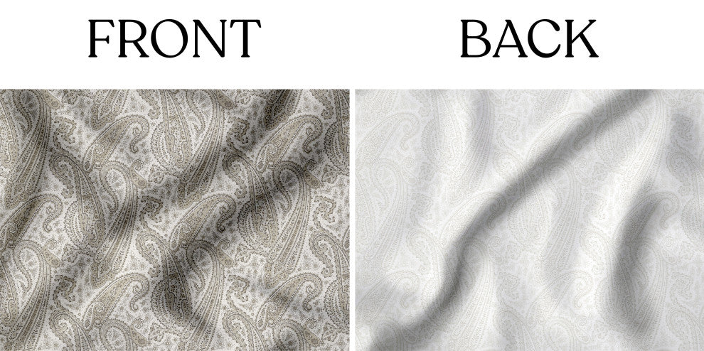 Delara GOTS Organic Cotton Paisley Reversible Print Duvet Cover Set, Queen(88"x9