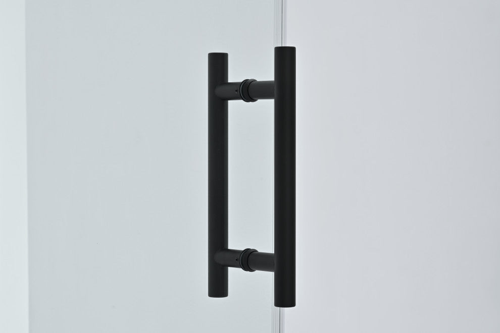 56"“60"Wx76" Frameless Sliding Shower Door With Clear Glass, Matte Black