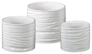 Ceramic Pots, 3-Piece Set, Gloss White