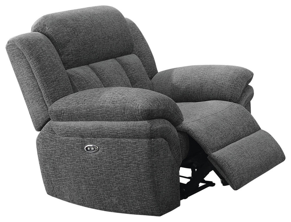 Pillow Top Arm Power Recliner, Charcoal