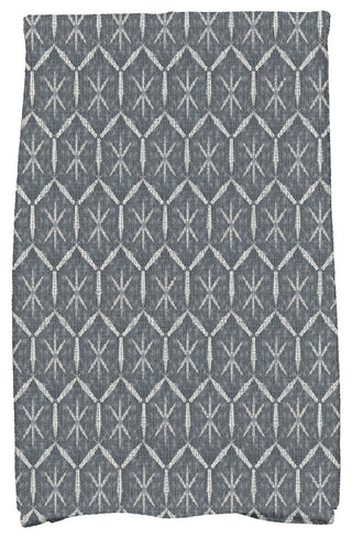 Button Up, Geometric Print Hand Towel, Black, 18 x 30"