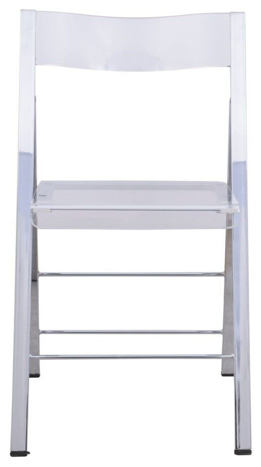 LeisureMod Menno Stackable Dining Folding Chair, Clear, Set of 2, Clear