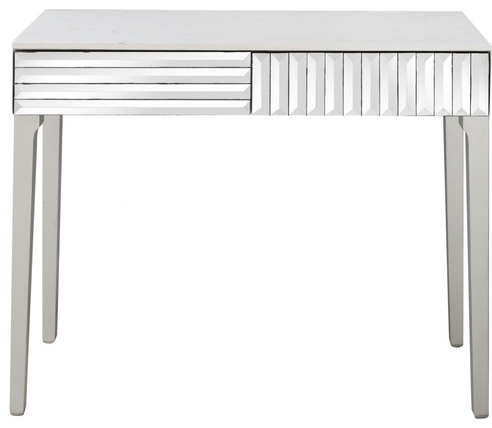 Antiqued Silver Finish Mirror Console Table
