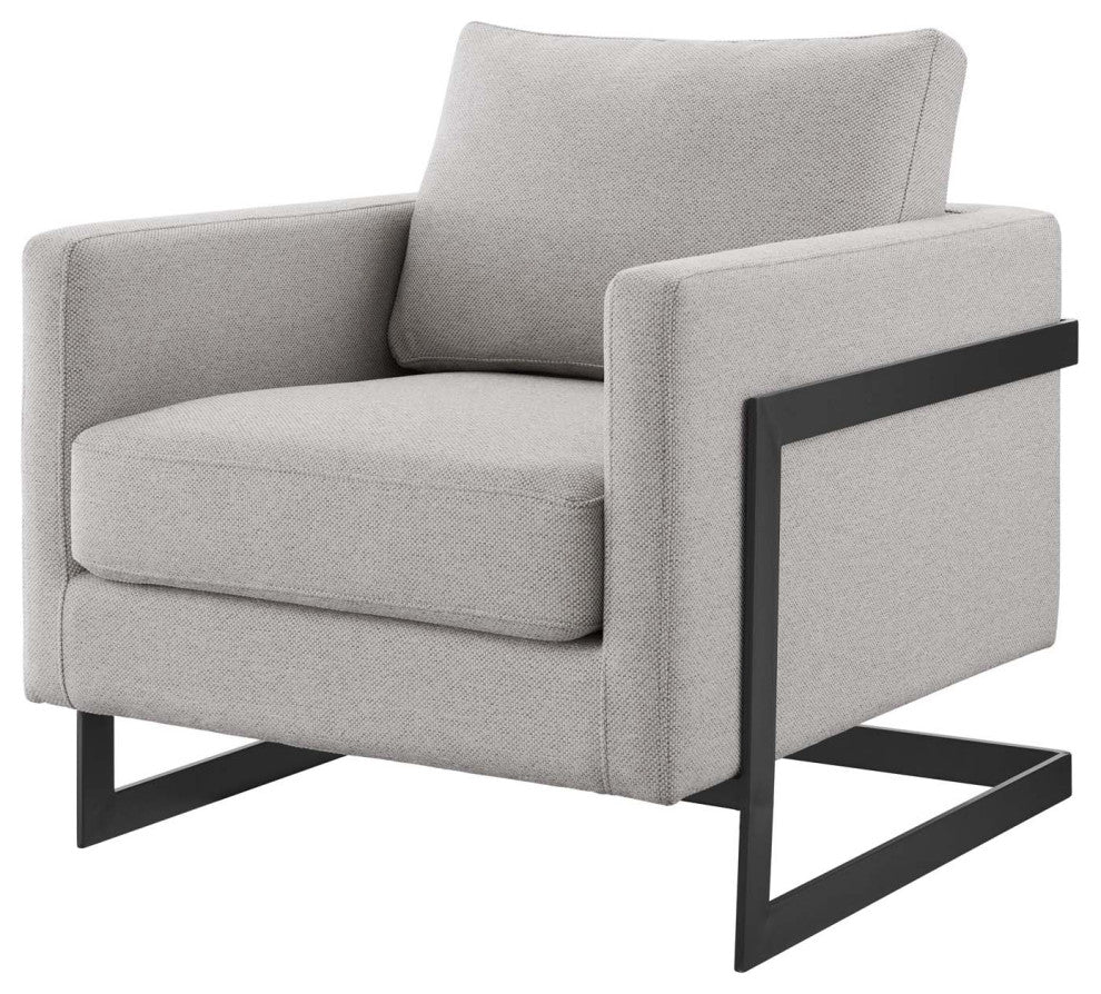 Accent Chair, Fabric, Metal, Black Brown Oatmeal, Modern, Lounge Hospitality