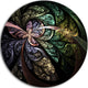 Brown Blue Fractal Flower Digital Art, Floral Disc Metal Wall Art, 36"