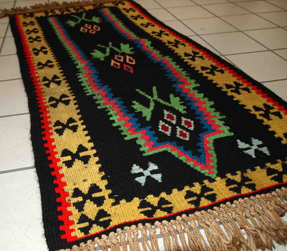 Handmade Vintage prayer Turkish Anatolian Kilim, 2.2'x4.4', 67cmx135cm 1970s