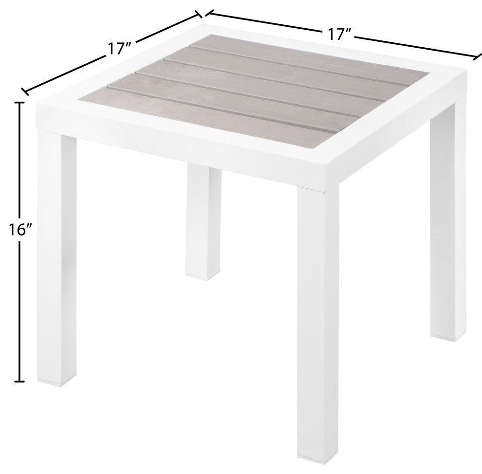 Nizuc Outdoor Patio Aluminum End Table, Light Gray
