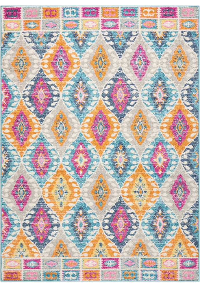 7 x 10 Multicolor Ogee Pattern Area Rug
