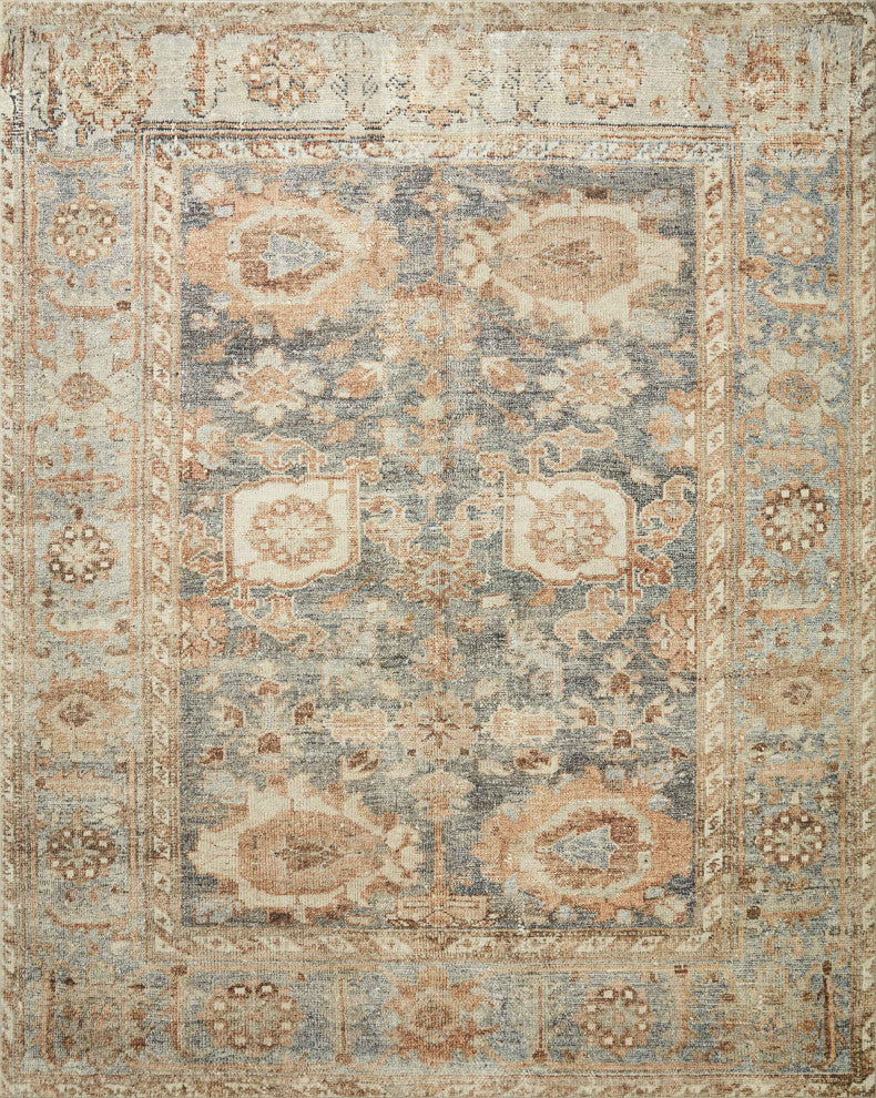 Margot Oriental Ocean/Spice Area Rug, 7'6"x9'6"
