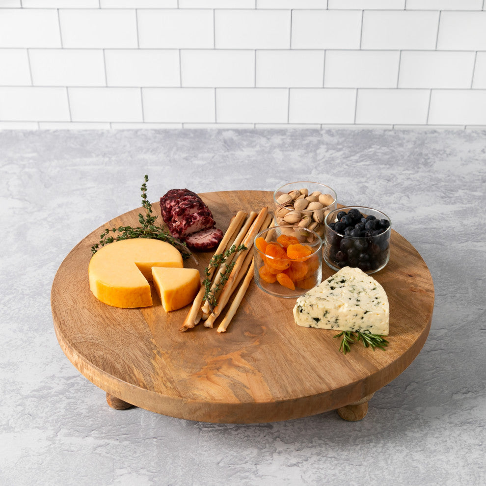 Artisan Wood - Farmhouse Natural Decorative 16" Footed Charcuterie Board