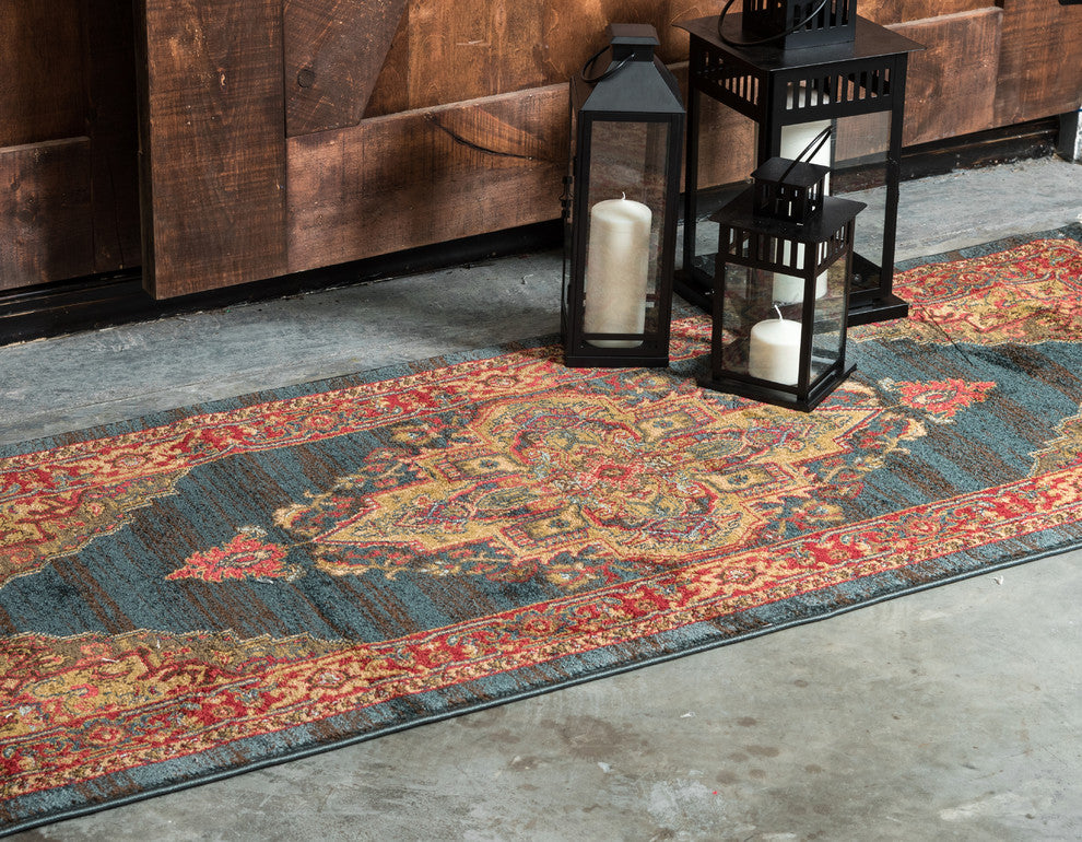 Unique Loom Navy Blue Arsaces Sahand 2' 7 x 6' 7 Runner Rug