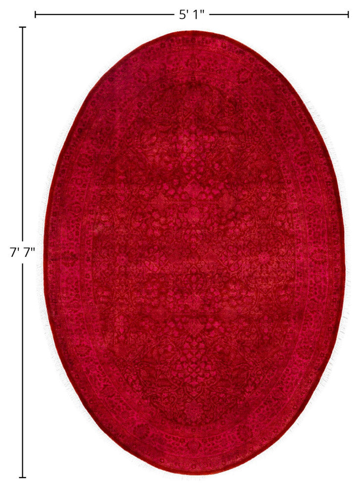 Overdyed One-of-a-Kind Hand-Knotted Area Rug Purple, 5' 1" x 7' 7"