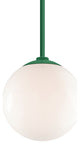 Globe, Pendant, 12" Shade, 24" Stem, Gloss White Shade, Hunter Green Stem
