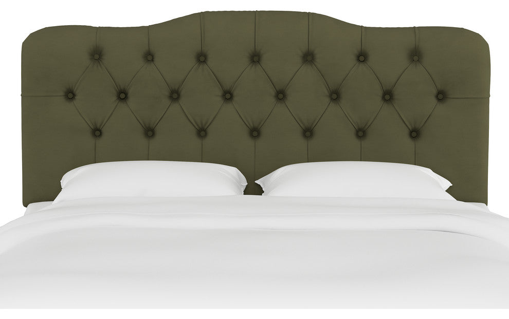Aaron Full Tufted Headboard, Velvet Loden