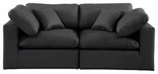 Comfy Upholstered Modular Sofa, Black, 2-Piece: 2 Corner Chair, Vegan Leather