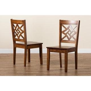 Walnut Brown Finished Wood 2-Piece Dining Chair Set