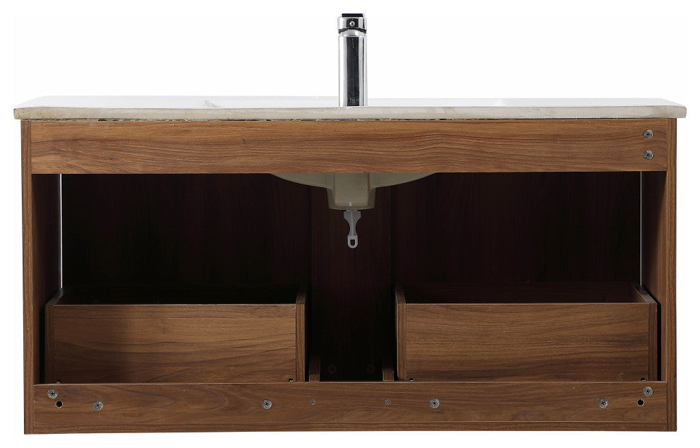 Tara Single Bathroom Floating Vanity, Walnut Brown, 40"
