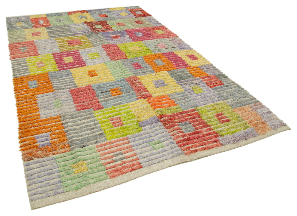 Rug N Carpet - Handmade Turkish 6' 4'' x 9' 11'' Modern Design Wool Kilim Rug