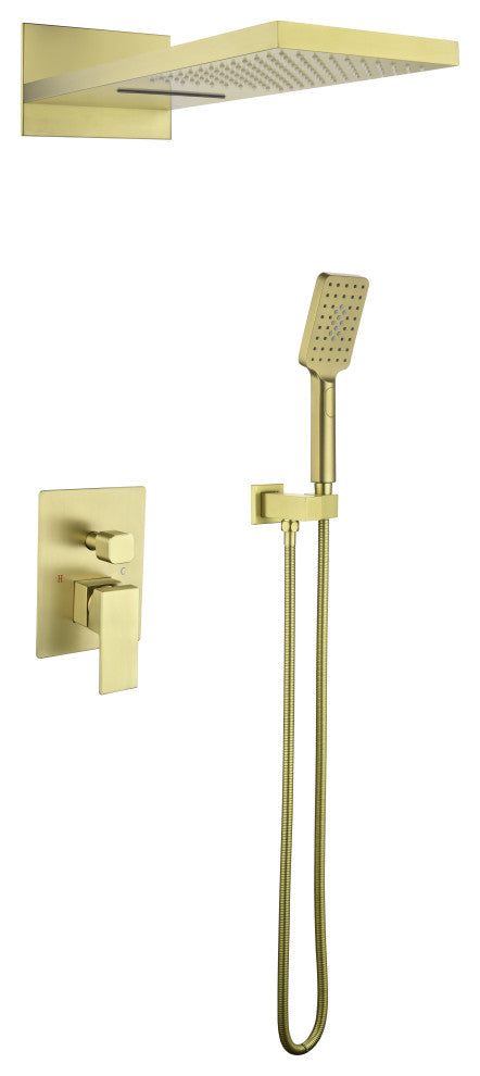 Luxury Shower System With 3-Function Hand Shower, Brushed Gold