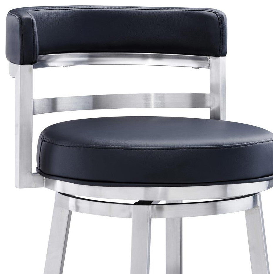 Madrid Contemporary 30" Bar Height Barstool in Brushed Stainless Steel Finish
